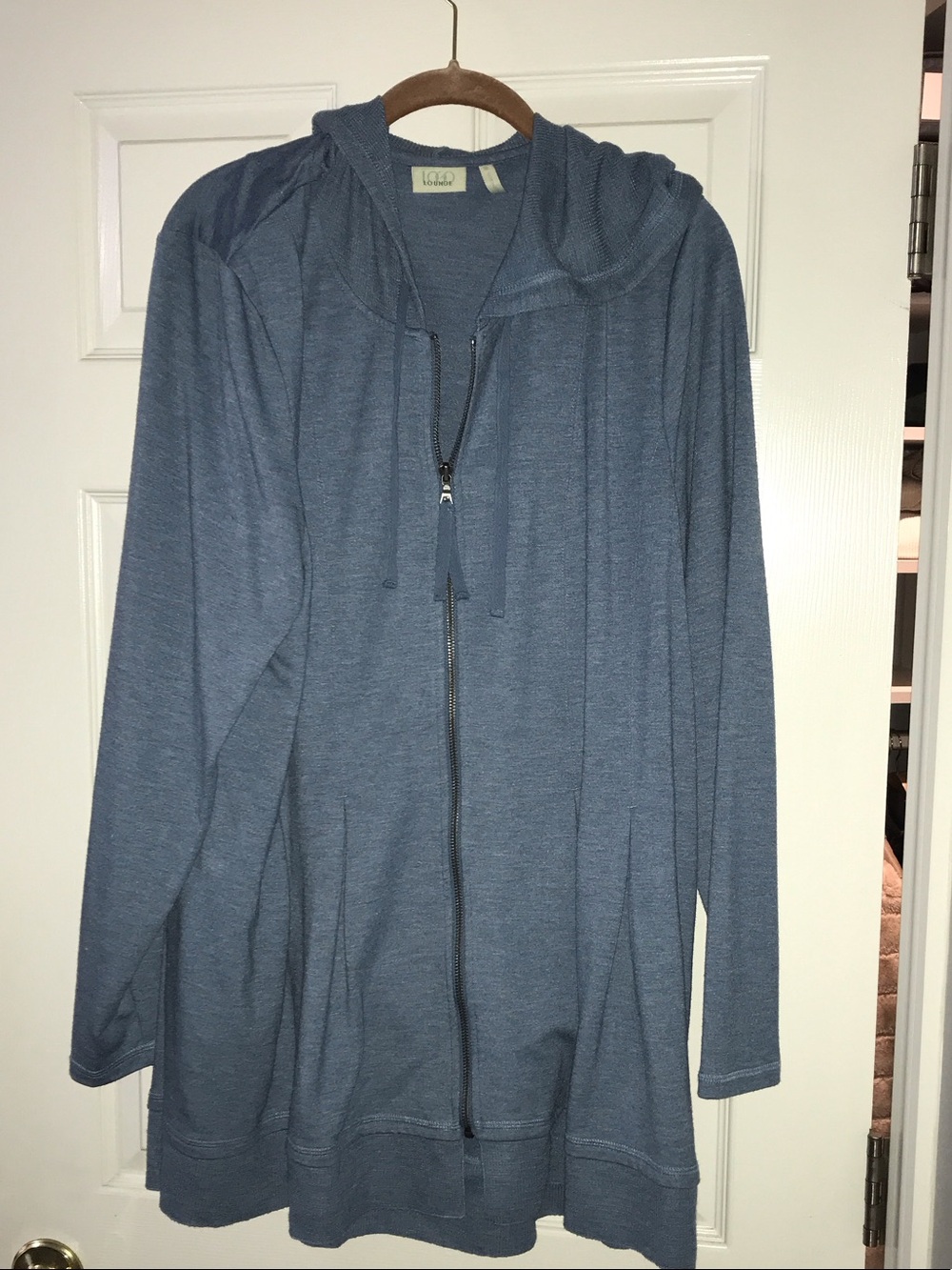 Relaxed Zip-Up Hooded Jacket in Slate Blue - Unknown Brand